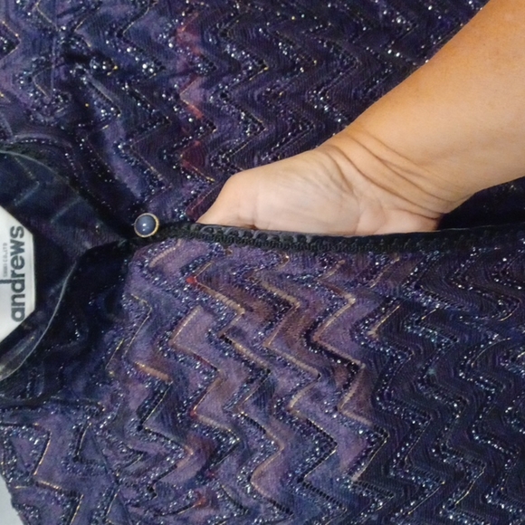 Andrews vintage plum sheer shiny mother of bride 2 pc set, zip lined skirt - Picture 2 of 9